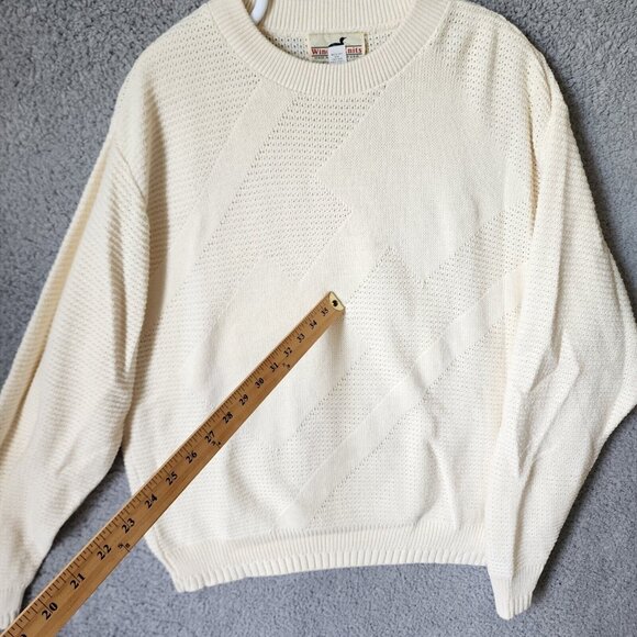 VTG Winona Knits Beige Knit Crewneck Pullover Sweater Size M 100% Combed Cotton - Picture 9 of 15
